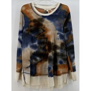 Alchemy Thread Multicolor Tie Dye Waffle Knit Thermal Long Sleeve Women's XL Top